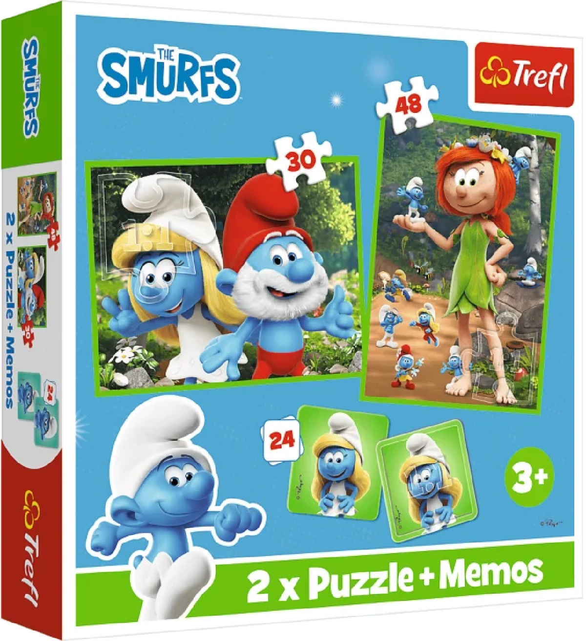 Puzzle 2 in 1 + Memos. Strumfii si prietenii lui