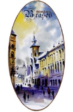Imaginea produsului 'Magnet oval: Brașov Nr.2. Bobel Art'