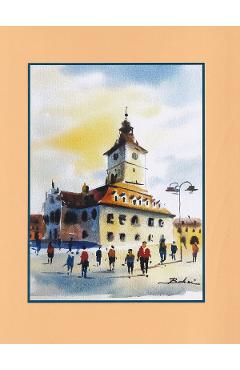 Poza produsului Reproducere pe carton mare galben: Casa Sfatului Nr.2