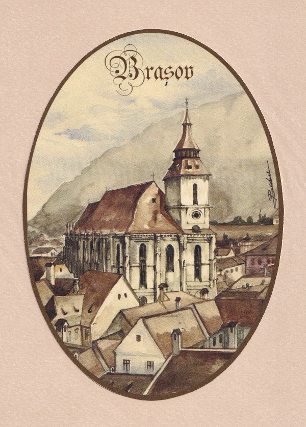 Reproducere pe carton bej. Biserica Neagra Nr.3