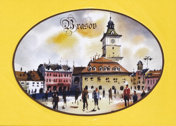 Reproducere pe carton galben: Piata Sfatului Nr.3