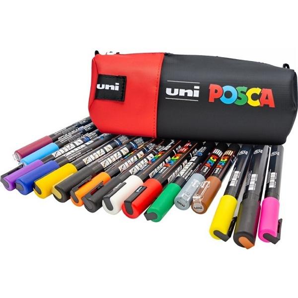 Penar cilindric echipat Posca. Negru si rosu