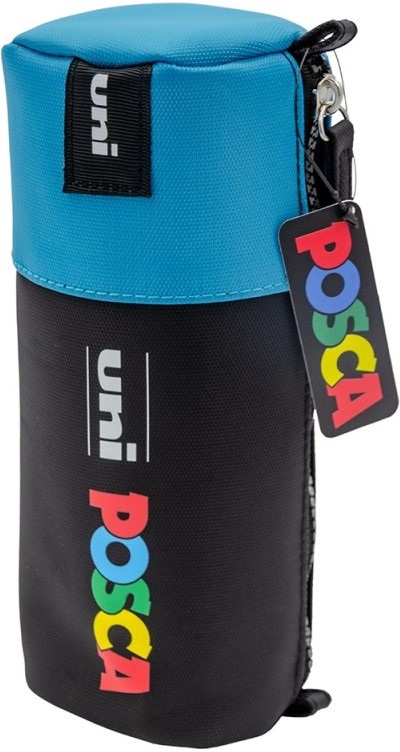 Penar cilindric echipat Posca. Negru si turcoaz