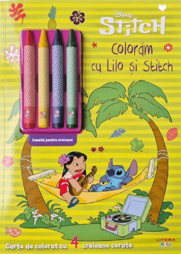 Disney. Stitch: Coloram cu Lilo si Stitch. Carte de colorat cu 4 creioane cerate