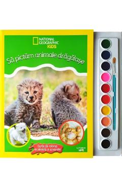 Poza produsului National Geographic Kids. Sa pictam animale dragalase. Carte de colorat cu pensula si acuarele