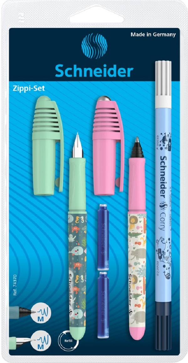 Set stilou verde + roller Zippi roz + pic Corry + 2 rezerve