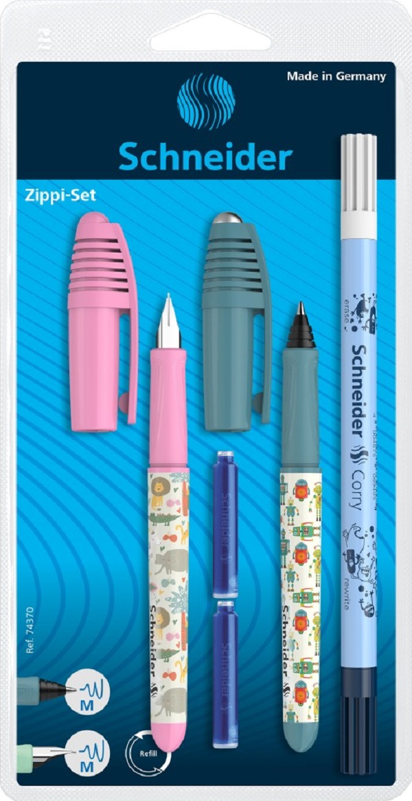 Set stilou roz + roller Zippi verde inchis + pic Corry + 2 rezerve