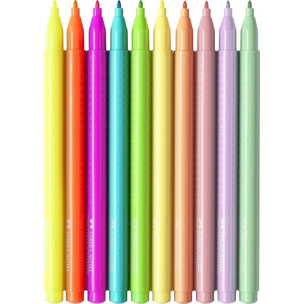 Set 10 carioci pastel si neon grip faber castell