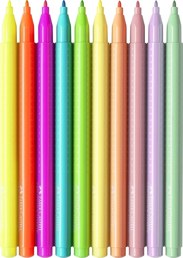 Set 10 carioci pastel si neon grip faber castell
