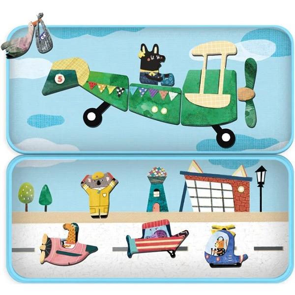 Puzzle magnetic in cutie metalica: Avioane