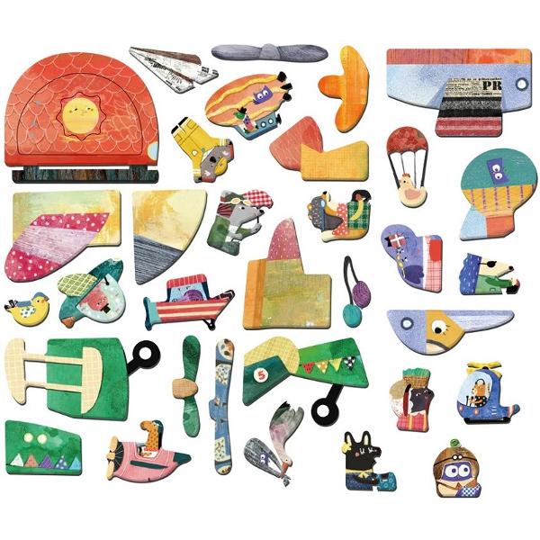 Puzzle magnetic in cutie metalica: Avioane