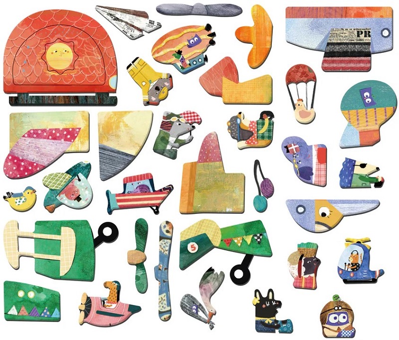 Puzzle magnetic in cutie metalica: Avioane
