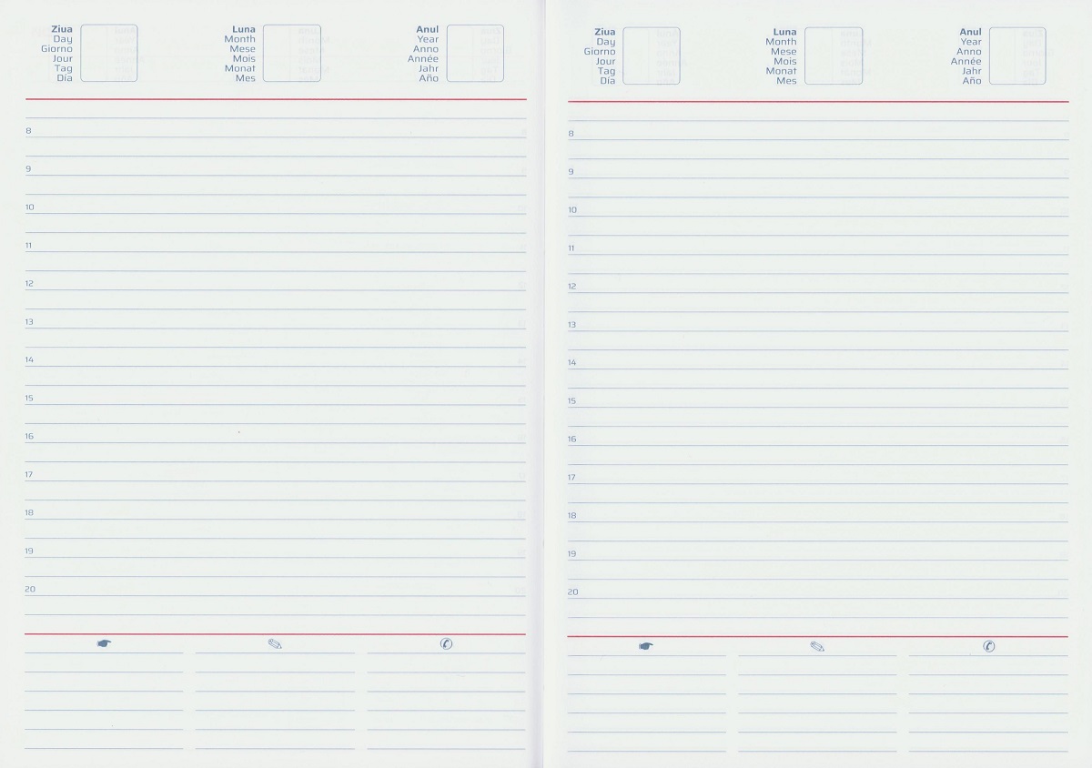 Agenda A5 nedatata. Roz fucsia