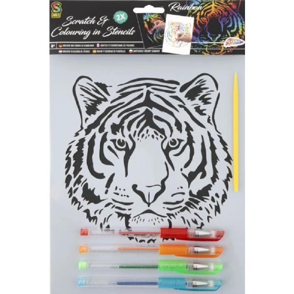 Set de razuit si colorat. Tigru, cal