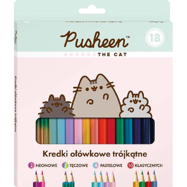 Creioane colorate 18 culori. Pusheen