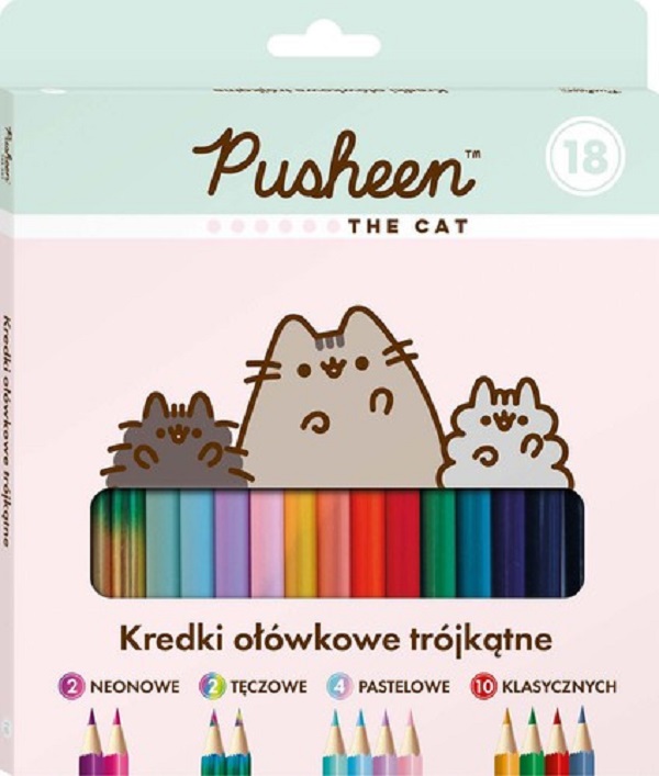 Creioane colorate 18 culori. Pusheen