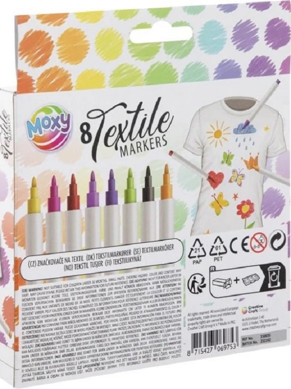 Set 8 markere pentru textile