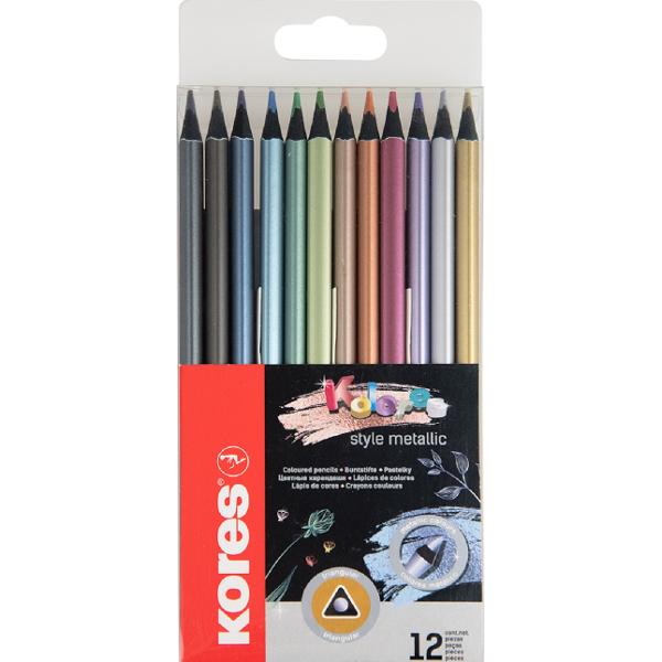 Set 12 creioane colorate. Style metallic