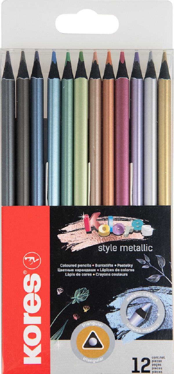 Set 12 creioane colorate. Style metallic