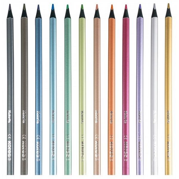 Set 12 creioane colorate. Style metallic