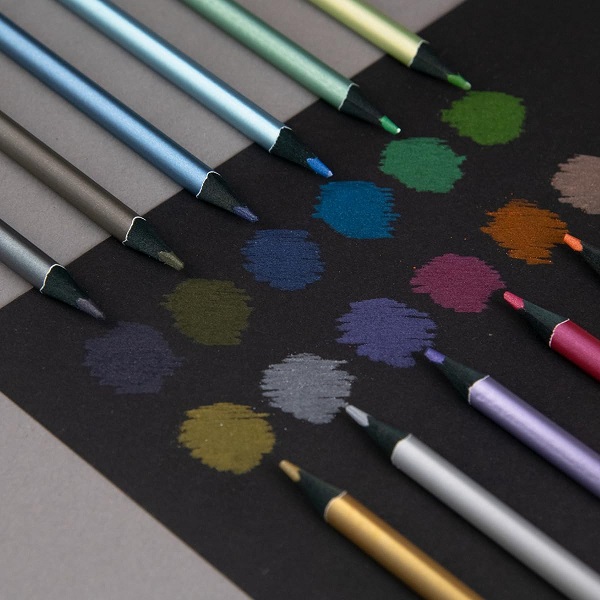 Set 12 creioane colorate. Style metallic