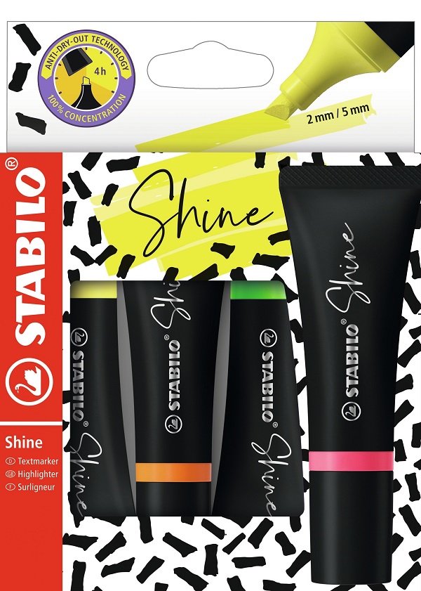 Set 4 culori: Textmarker Stabilo Shine