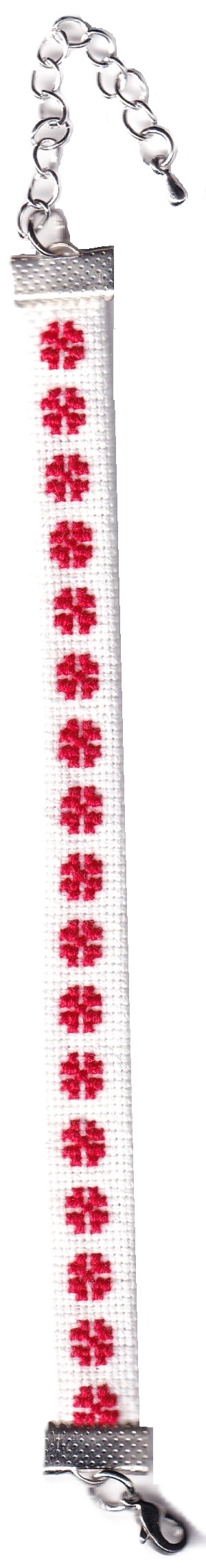 Bratara cusuta manual. Broderie rosie