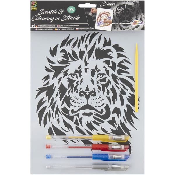 Set de razuit si colorat. Leu si vultur