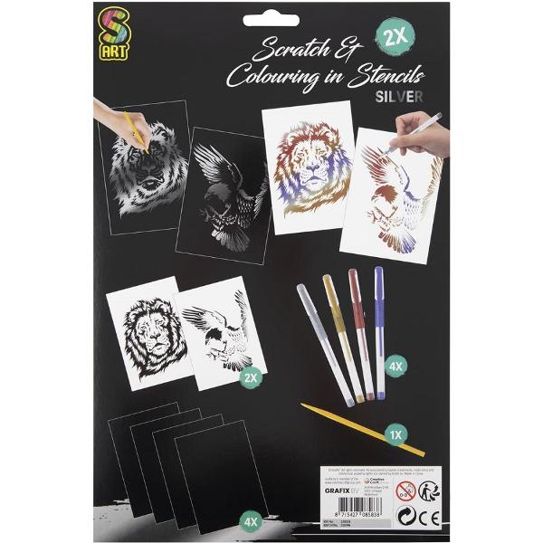 Set de razuit si colorat. Leu si vultur