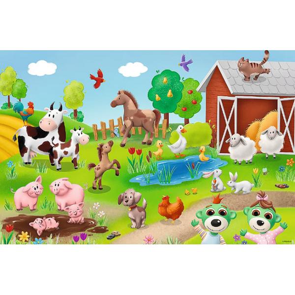 Puzzle 24 Maxi: Babies and the bear. Animale de la ferma