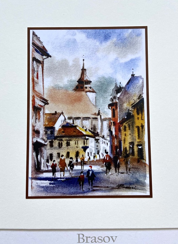 Set 2 color: Suvenir din Transilvania. Reproduceri pe carton cu monumente din Romania