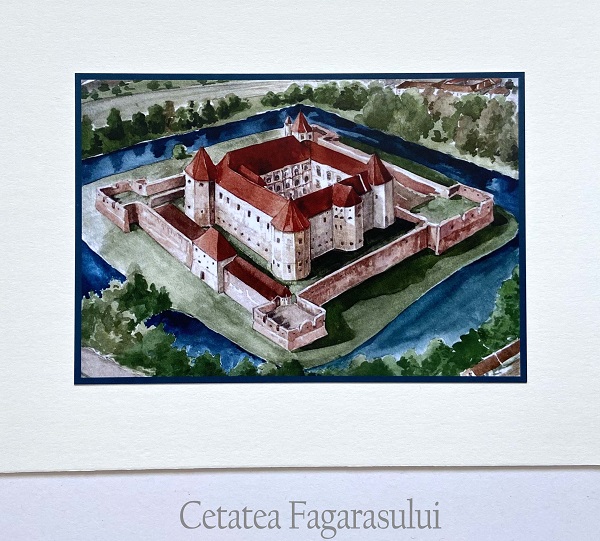 Set 2 color: Suvenir din Transilvania. Reproduceri pe carton cu monumente din Romania