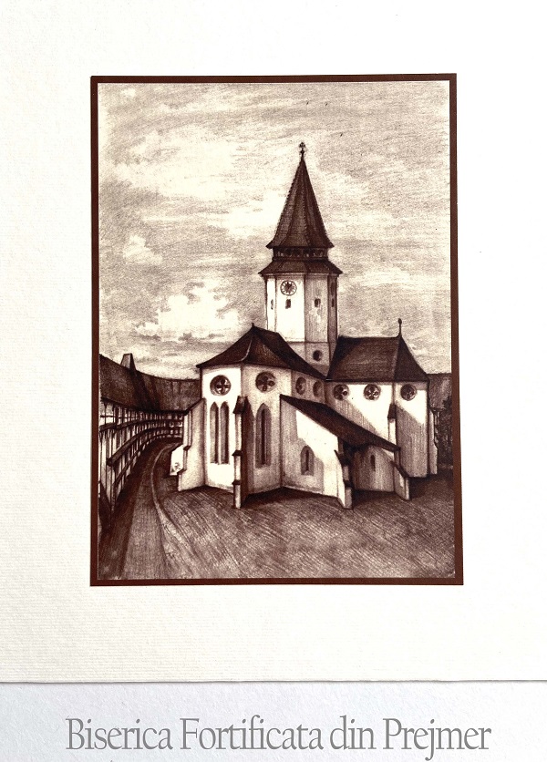 Set 5 sepia: Suvenir din Transilvania. Reproduceri pe carton cu monumente din Romania