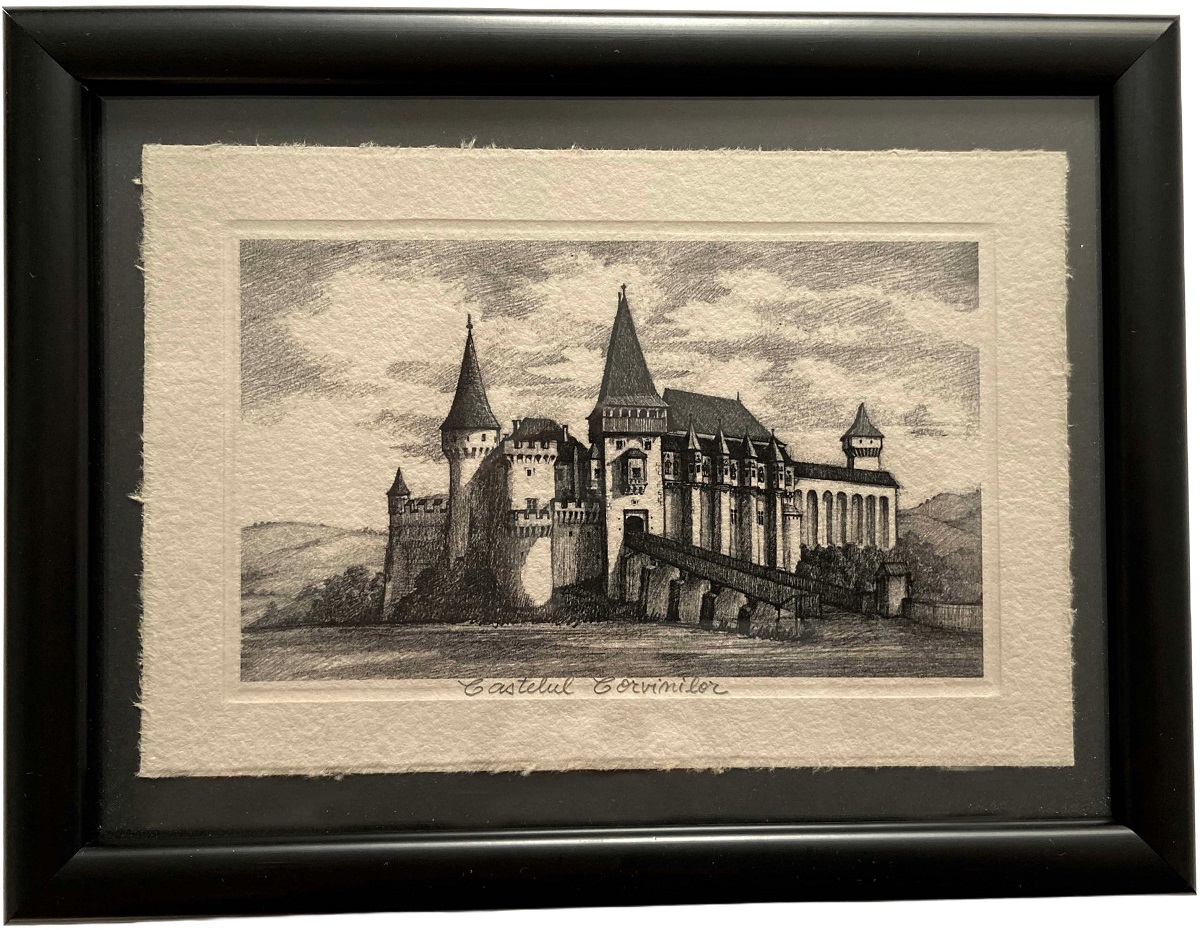 Tablou cu rama din lemn: Castelul Corvinilor. Model 4