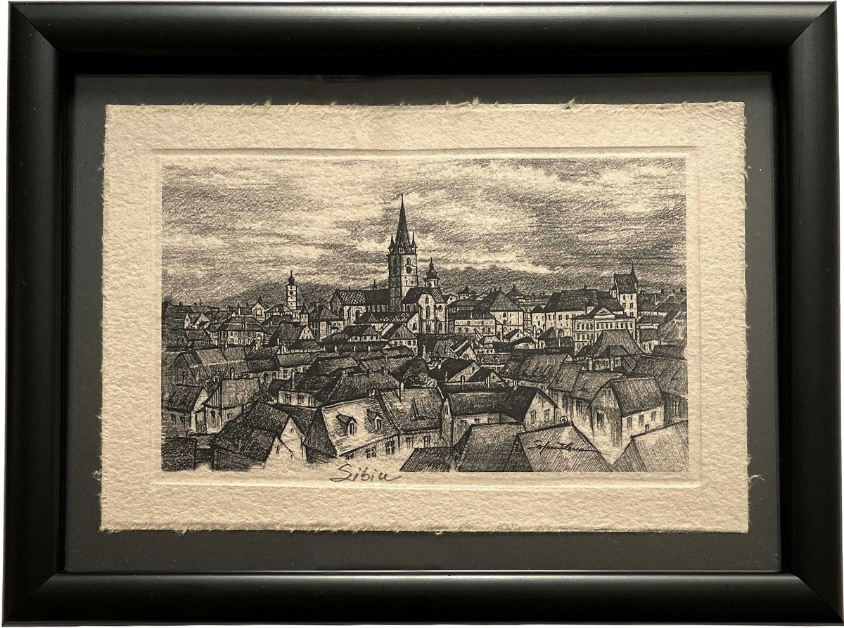 Tablou cu rama din lemn: Sibiu. Model 5