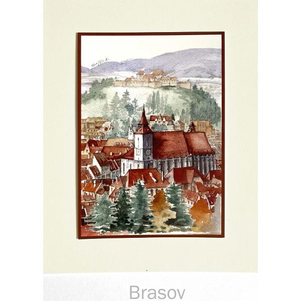 Set 1 color: Suvenir din Transilvania. Reproduceri pe carton cu monumente din Romania