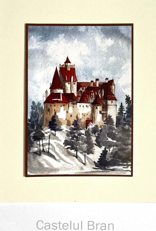 Set 1 color: Suvenir din Transilvania. Reproduceri pe carton cu monumente din Romania