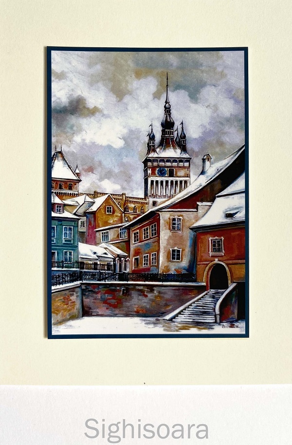 Set 1 color: Suvenir din Transilvania. Reproduceri pe carton cu monumente din Romania