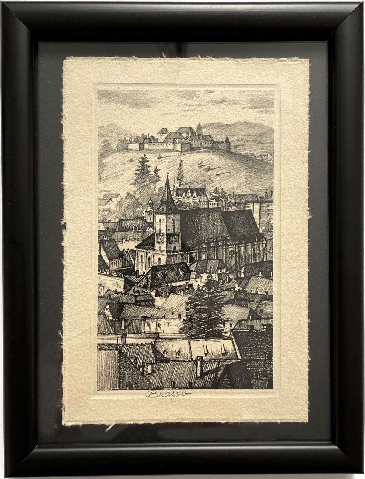 Tablou cu rama din lemn: Brasov. Model 1