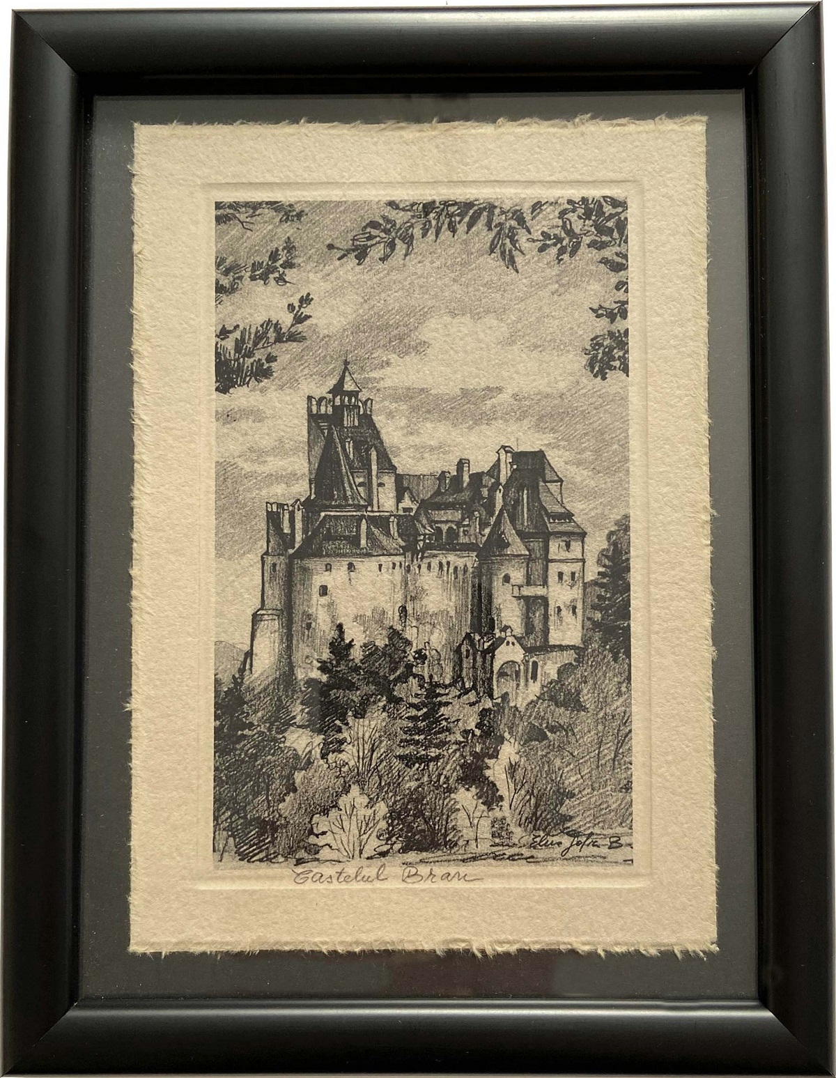Tablou cu rama din lemn: Castelul Bran. Model 2