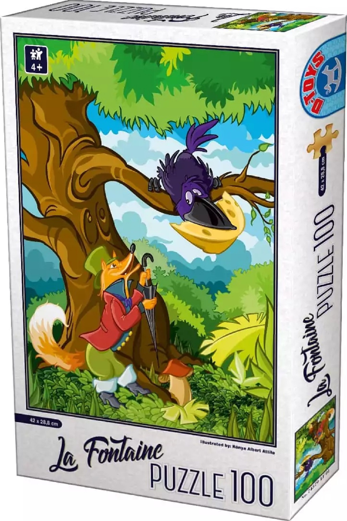 Puzzle 100: La Fontaine. Vulpea si corbul