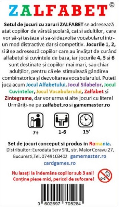 Joc educativ cu zaruri: ZALFABET