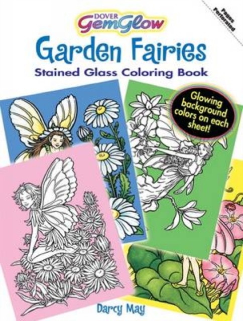 Coperta cărții 'Garden Fairies Stained Glass Coloring Book - Darcy May'