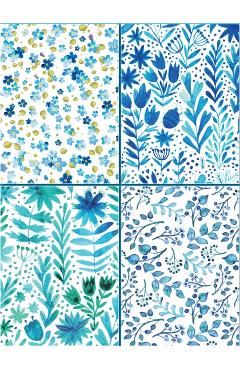 Set of Four Magnetic Notepads: Blue Abstract -