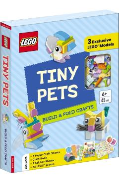 Coperta cărții 'LEGO Books. Tiny Pets: Build and Fold Crafts (with 3 exclusive models, 65 pieces, craft book, craft sheets and stickers)'