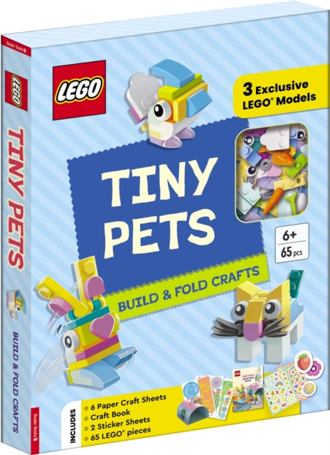 Coperta cărții 'LEGO Books. Tiny Pets: Build and Fold Crafts (with 3 exclusive models, 65 pieces, craft book, craft sheets and stickers)'