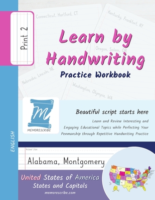 Handwriting Practice Workbook - United States of America, States and Capitals - Print, Level 2: Learn by Handwriting - Children and Adults - USSP2PE - Jessica Cobo