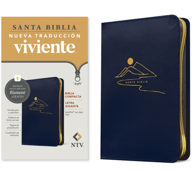 Coperta cărții 'Biblia Compacta Ntv, Letra Gigante de Zíper Con Filament (Sentipiel, Azul, Letra Roja) -'
