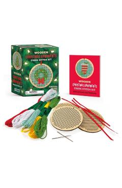 Poza produsului Wooden Christmas Ornaments Cross-Stitch Kit: Everything You Need to Create 3 Keepsakes - Sosae Caetano