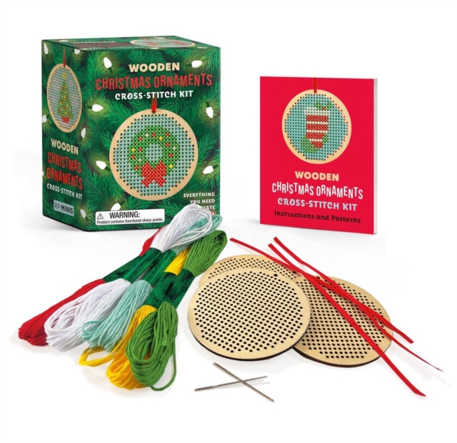 Wooden Christmas Ornaments Cross-Stitch Kit: Everything You Need to Create 3 Keepsakes - Sosae Caetano